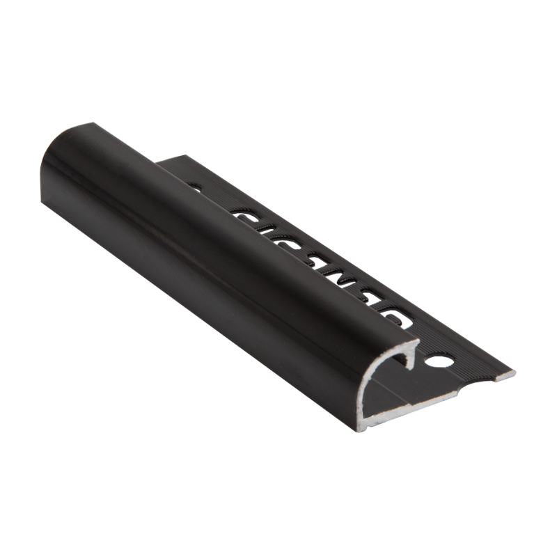 Round Edge Black Powder Coated Tile Trim EAQ by Genesis Premium Tile Trim